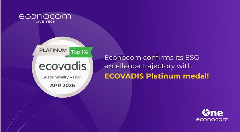 Econocom escala a medalla de platino por Ecovadis por su excelencia en ESG